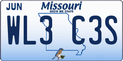 MO license plate WL3C3S