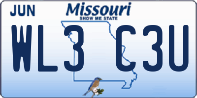 MO license plate WL3C3U