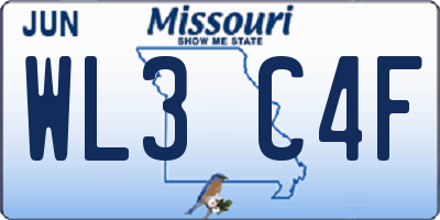 MO license plate WL3C4F