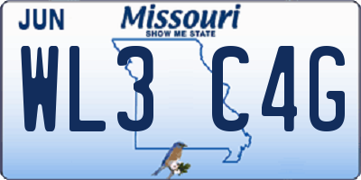 MO license plate WL3C4G