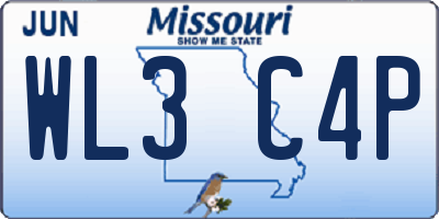 MO license plate WL3C4P