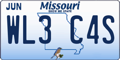 MO license plate WL3C4S