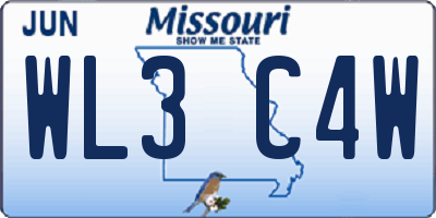 MO license plate WL3C4W