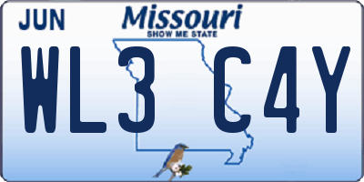 MO license plate WL3C4Y