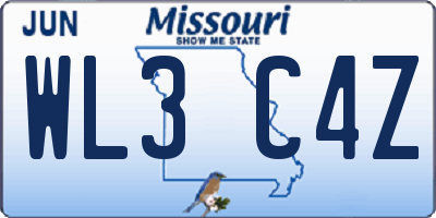 MO license plate WL3C4Z