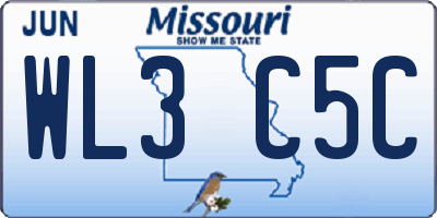 MO license plate WL3C5C