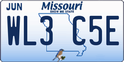 MO license plate WL3C5E