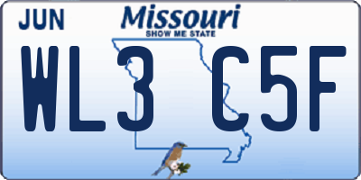 MO license plate WL3C5F