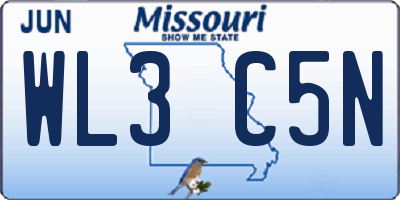 MO license plate WL3C5N