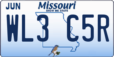 MO license plate WL3C5R