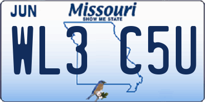 MO license plate WL3C5U