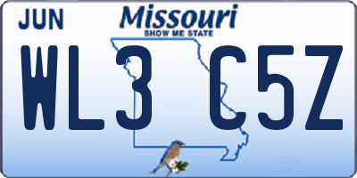 MO license plate WL3C5Z