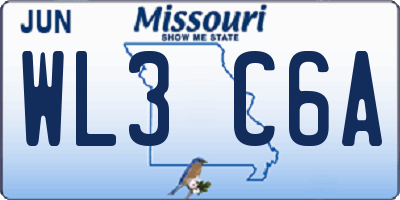 MO license plate WL3C6A