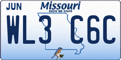 MO license plate WL3C6C