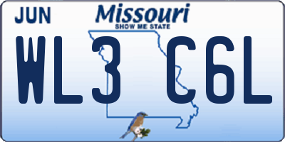MO license plate WL3C6L