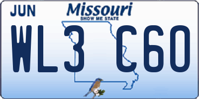 MO license plate WL3C6O