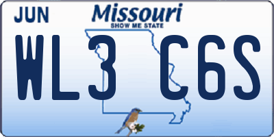 MO license plate WL3C6S