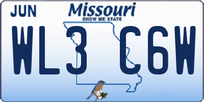 MO license plate WL3C6W