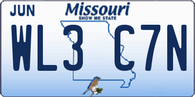 MO license plate WL3C7N