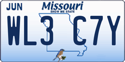 MO license plate WL3C7Y