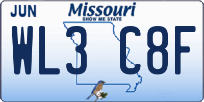 MO license plate WL3C8F