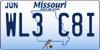 MO license plate WL3C8I