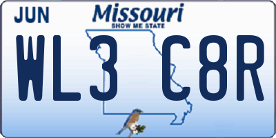 MO license plate WL3C8R