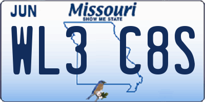 MO license plate WL3C8S