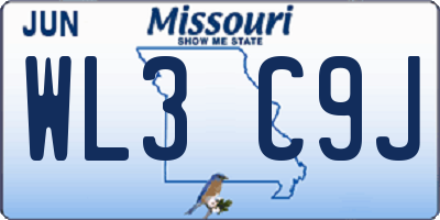 MO license plate WL3C9J