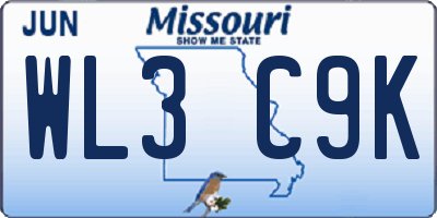 MO license plate WL3C9K