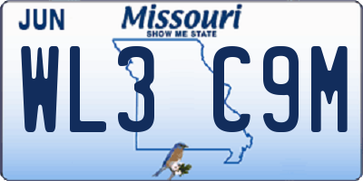 MO license plate WL3C9M