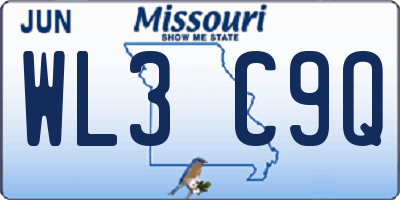 MO license plate WL3C9Q