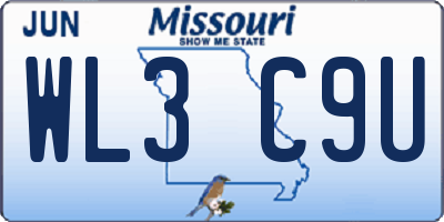 MO license plate WL3C9U