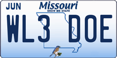 MO license plate WL3D0E
