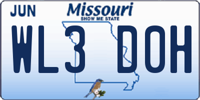 MO license plate WL3D0H