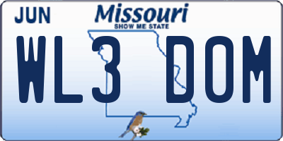 MO license plate WL3D0M