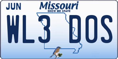 MO license plate WL3D0S