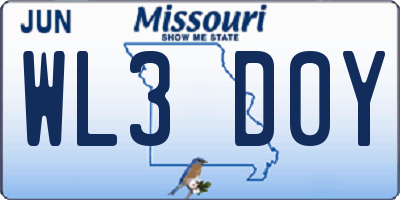 MO license plate WL3D0Y