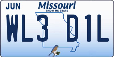 MO license plate WL3D1L