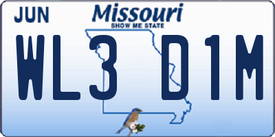 MO license plate WL3D1M
