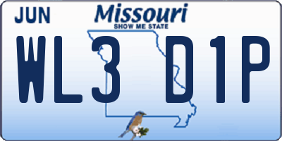 MO license plate WL3D1P