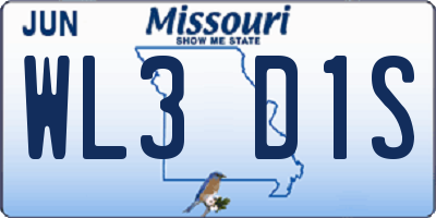MO license plate WL3D1S