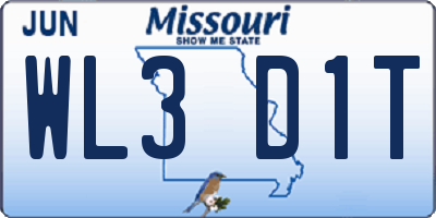 MO license plate WL3D1T