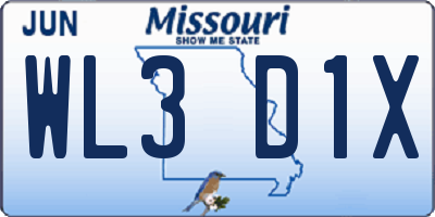 MO license plate WL3D1X