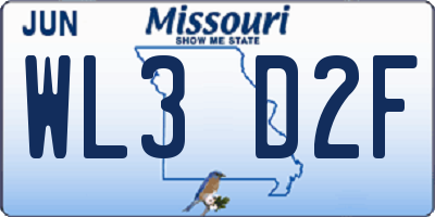 MO license plate WL3D2F