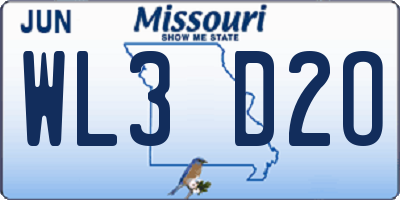 MO license plate WL3D2O