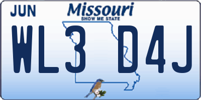 MO license plate WL3D4J