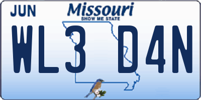 MO license plate WL3D4N