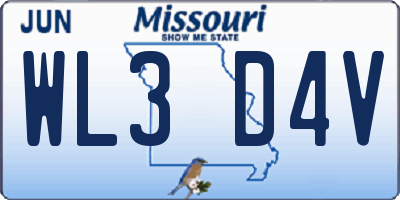 MO license plate WL3D4V
