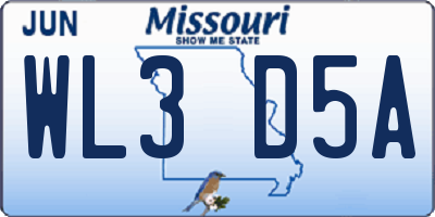 MO license plate WL3D5A